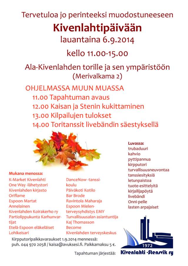 Kivenlahtipäivä 2014, sähköinen mainos