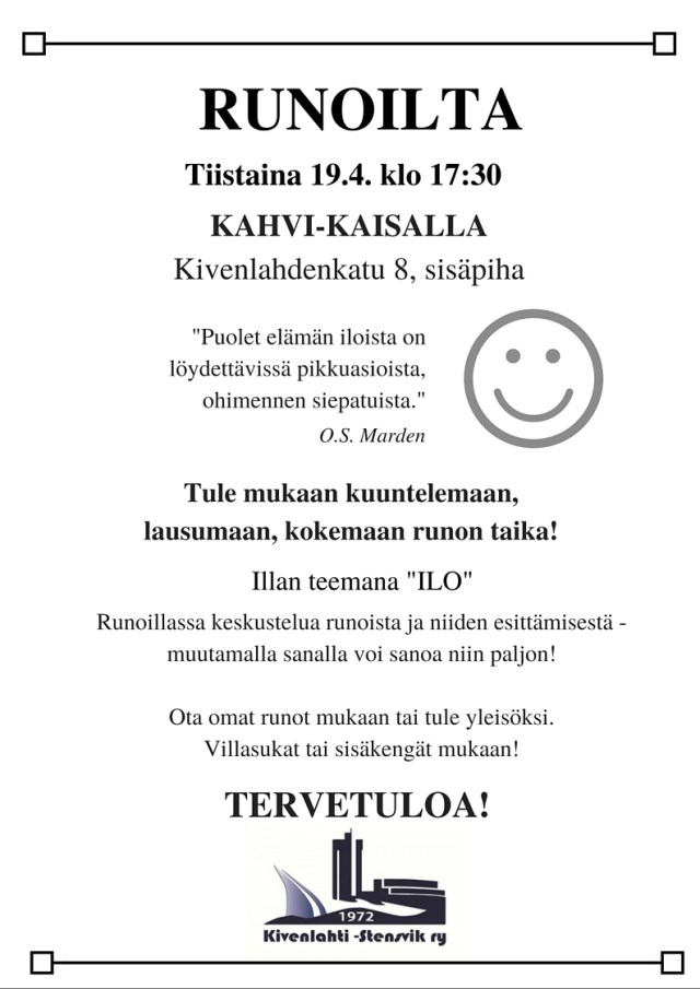 Runo-ilta 19.4.
